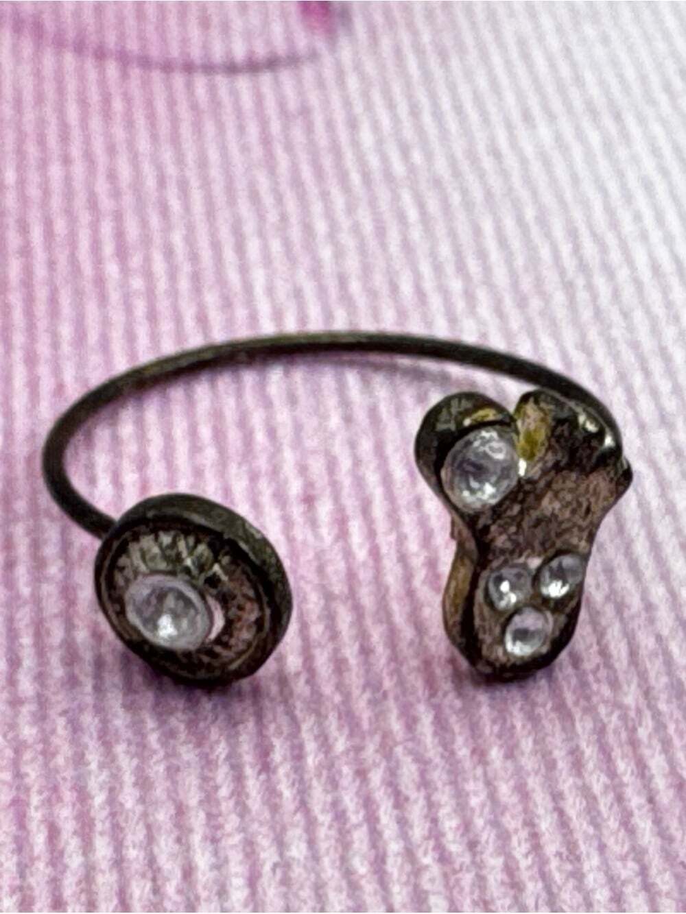 TOE RING vintage Delicate Open-Ended Crystal Accent Ring - Gold Tone